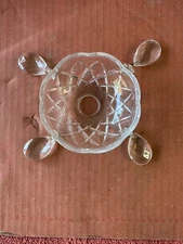 Vintage Crystal Chandelier Bobeche Drip Dish with 4 Tear Shaped Dangles Hole