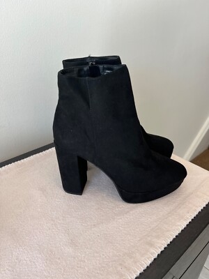 Brand New ''BAMBOO'' Black Suede Platform Boots/Booties, Size 9