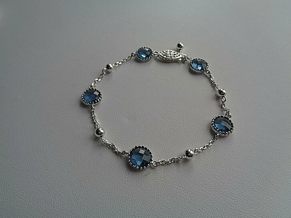 Silber Armband blau Glas - Bild 4 von 4