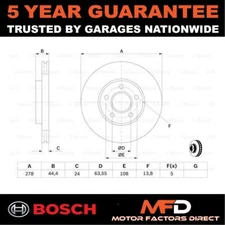Brake Disc Front Bosch Fits Ford Transit Connect 2002-2013 1.8 D dCi