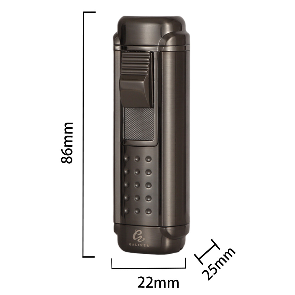Galiner Gas Cigar Lighter 4 Jet Flame Torch Windproof Refillable Butane W/ Punch