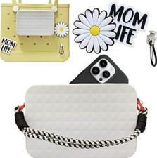 Zipper Phone Bag with Handle for Bogg Bag, Phone Holder Beach Bag Accessories,Si