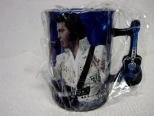 NEW Elvis Presley The King of Rock N Roll Guitar Handle Large Ceramic Coffee Mug