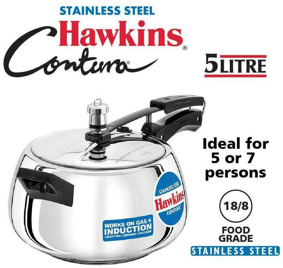 Hawkins Contura Stainless Steel 5 L Induction Bottom Inner Lid Pressure-kKR