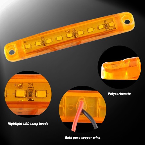 10X Amber 9LED Side Marker Light For RV Truck Trailer Clearance Light Waterproof - Picture 5 of 15