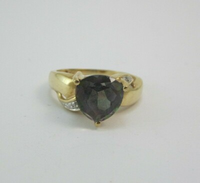 SCHÖNER DAMENRING 10K GELB ALT MYSTISCHER TOPAS & DIAMANT 0,01TDW, 2,7G