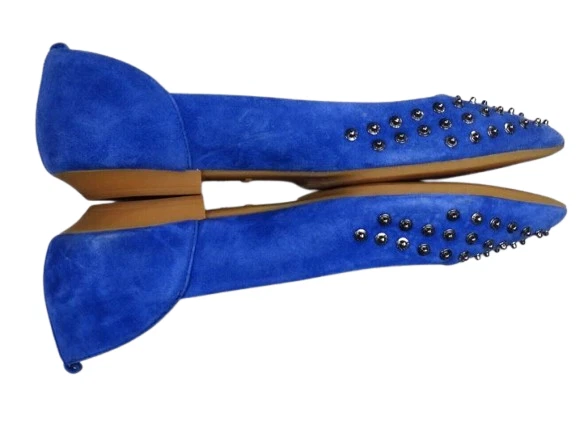 Sapatos femininos Diesel Atomic Blondie 40 9 Spikey azul camurça cravejados pontiagudos - Imagem 3 de 4