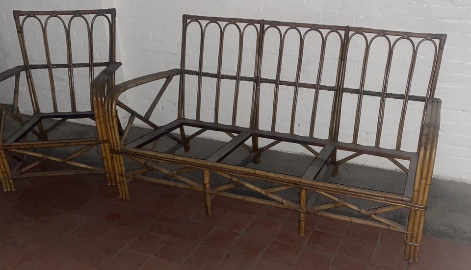 Venta de 1930 • caña dividida ratán • sofá + silla Buffalo ny patio porche vacaciones Foto 2 de 3