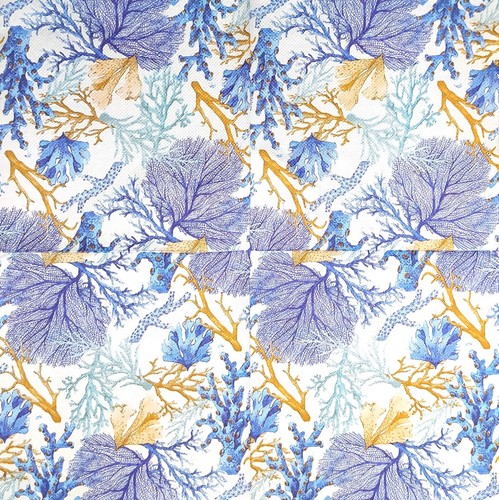 U047# 3 servilletas de papel individuales para decoupage azul naranja coral patrón de vida marina - Imagen 2 de 11