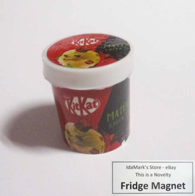 KITKAT Matcha Green Tea Ice Cream Tub FRIDGE MAGNET Novelty Malaysia 1.25''  Red
