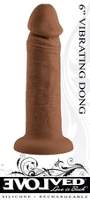 Evolved 6" Vibrating Dong Brown - Silicone Rechargeable Realistic Dildo