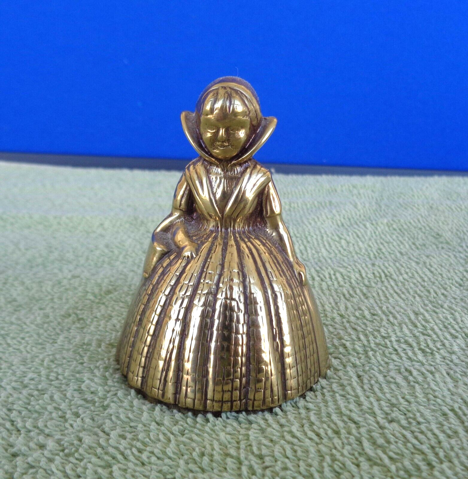Victorian Lady Brass Bell with Bonnet and Purse 2 5/8 Inch-image