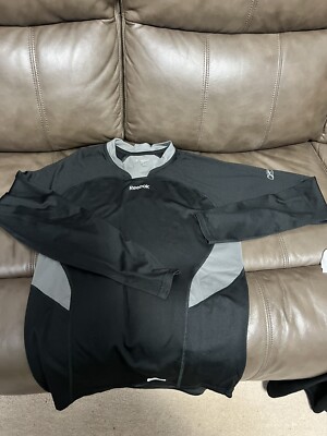 Reebok Boys Y Black Grey Play Dry LS Top