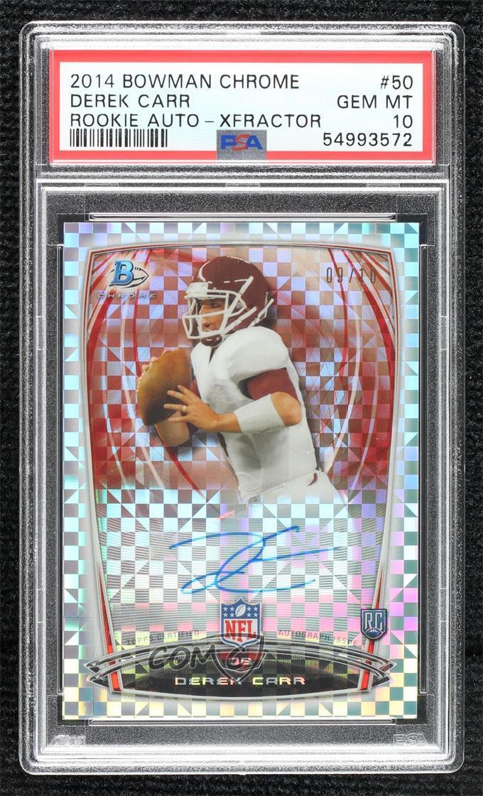 Derek Carr Bowman Chrome Rookie Autograph #50 Xfractor