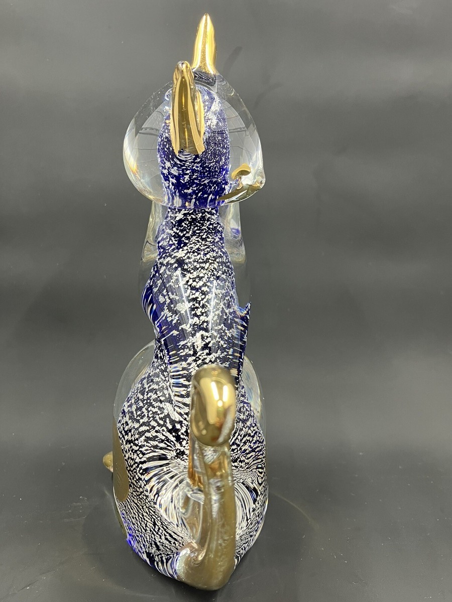 Vintage Murano Venezia Italian Art Glass Blue/Clear/Silver