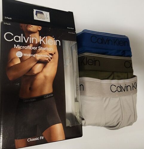 Calvin Klein Microfiber Stretch Lge Classic Fit 3 Pcs Low Rise Boxer Briefs New
