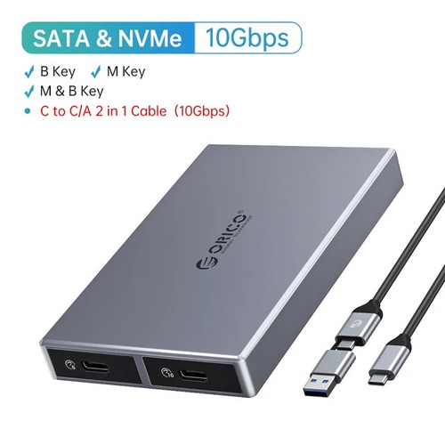 ORICO M.2 SSD Enclosure SATA 6Gbps/NVMe 10Gbps PCIe Type C Case for B&M - Picture 7 of 10