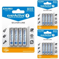 12 x everActive AAA 800mAh NiMH Rechargeable Batteries Pre-Charged DECT Phone 1.31 per battery