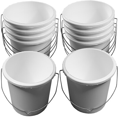 2,5L KUNSTSTOFF WEISS LACKKESSEL 10ER PACK FARBTÖPFE LACKIEREN, EIMER 2,5 LITER