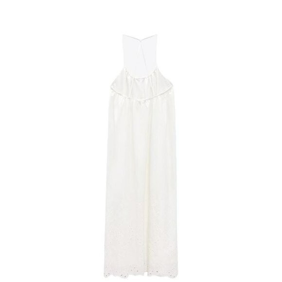 ZARA MIDI DRESS WITH LACE EMBROIDERY WHITE SIZE M| 5107/367