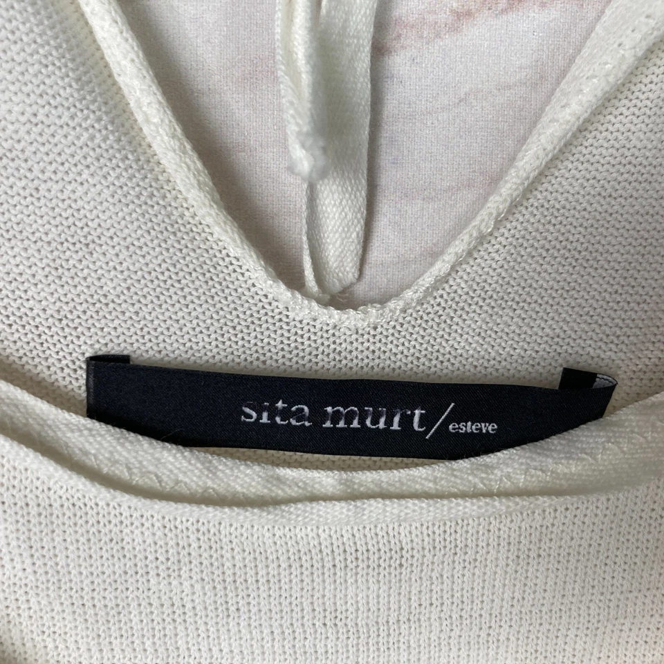 Sita Murt Top Womens 38 US 4 White Knit Tank Sleeveless Layered Tie Back Solid - Image 3 of 4