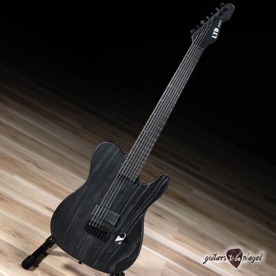 ESP LTD TE-1007 Baritone Swamp Ash Guitar   Black Blast