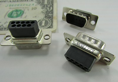 10 Keltron 9-Position D-Sub Panel Mount Housings, DE / DB9 DNC-09PSH w/o Pins
