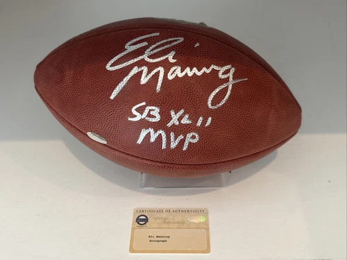 ELI MANNING New York Giants Signed Autograph NFL Duke Football SB XLII MVP Insc