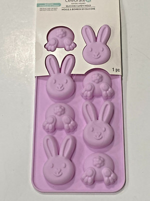 CELEBRATE IT SILICONE TREAT CANDY MOLD 8 CAVITIES EASTER BUNNY BAKEWARE