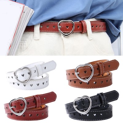 Womens Leather Casual Dress Solid Colors Belt Metal Buckle Jeans Pants-Waistband
