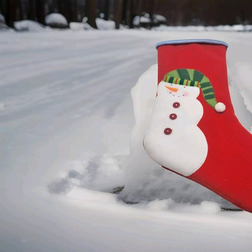 Red & Blue Felt Snowman Christmas Holiday Stocking. 17.5 " Iong - Picture 5 of 5