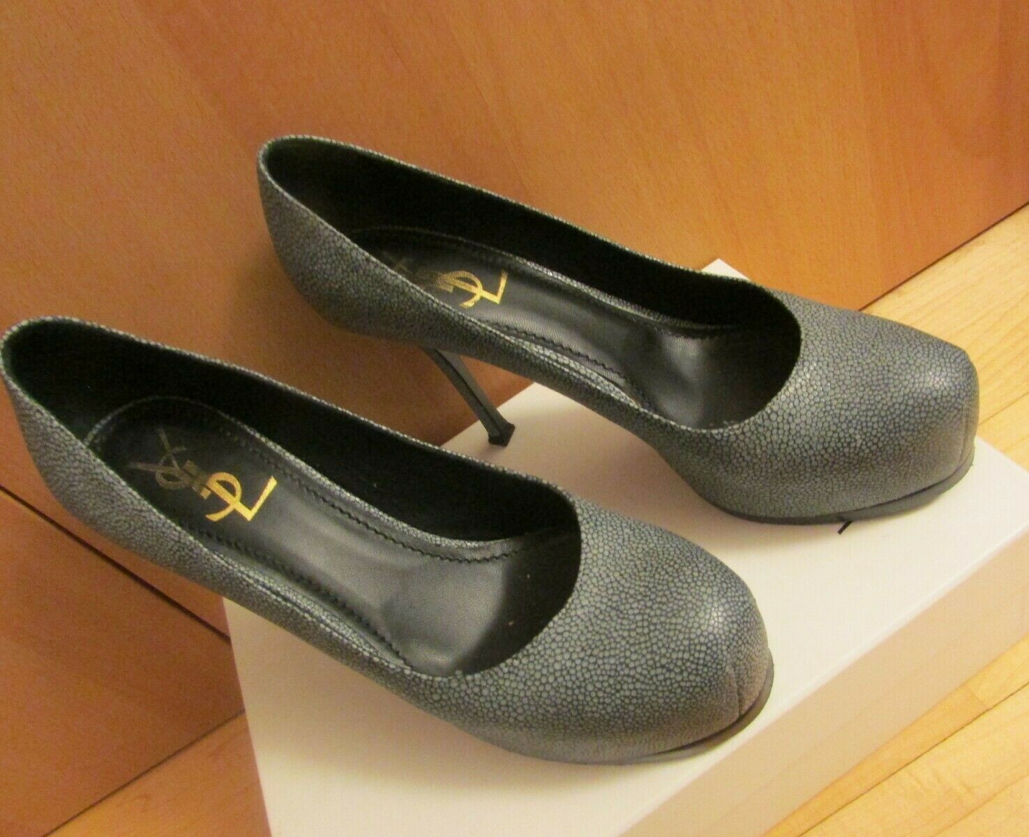 SAINT LAURENT YSL Tribtoo 80 Pump Grigio Stampa Razza Taglia 40