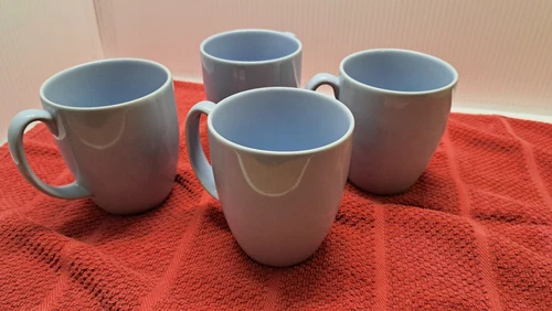Corningware Vintage Periwinkle Blue Stoneware Coffee Mugs cups  Set of 4
