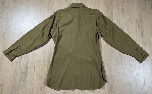WW2 US Army M1937 Wool Service Long Sleeve Button Shirt Uniform Size 14 x 33 - Picture 6 of 16
