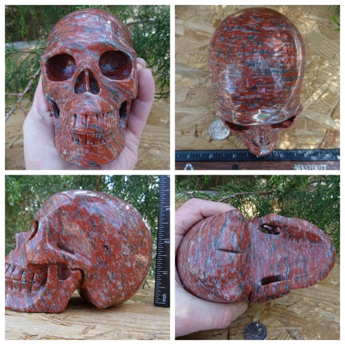 Huge 5.0" Eastern Jasper Skull 2.9lb 1340g Big Realistic Sculpture Display - Picture 12 of 12