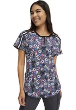 Ditsy Garden HeartSoul Scrubs Round Neck Top HS831 DTGN