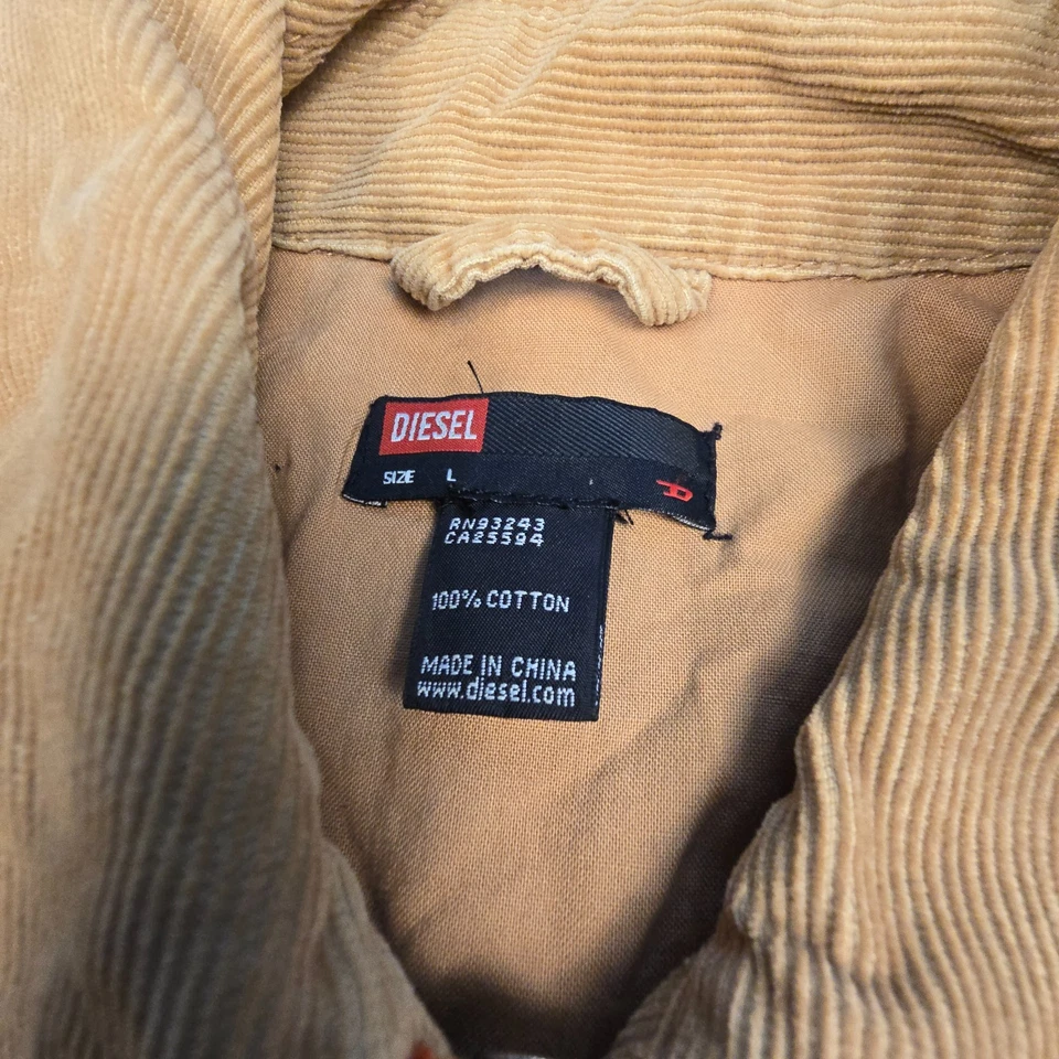 Diesel Jacket Mens LARGE brown Born to ride Roadhogs corduroy Long Sleeve Size L - Image 4 of 4