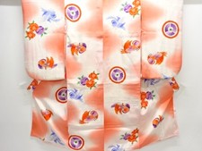 7753990: JAPANESE KIMONO / ANTIQUE KIMONO / SILK / FLOWER  BIRD