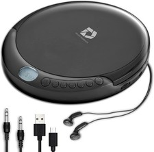 CD Player Portable with 60 Second Anti Skip, Stereo Earbuds, Includes Aux