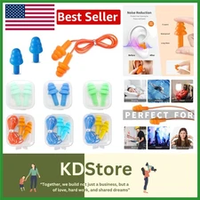 Silicone Ear Plugs 6 Pairs Noise Cancelling Waterproof Sleep Swim Protect