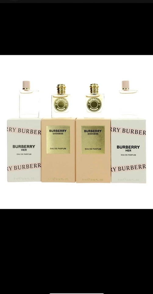 Burberry Goddess and Burberry Her 4 x 0.16 EDP Mini Perfume Set NIB - Image 3 of 3