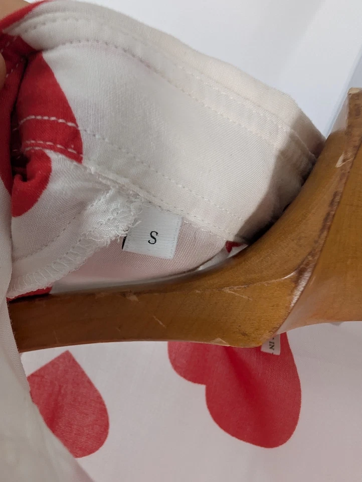 Sandro Woven Rayon Camp Shirt Heart Love Valentine Cupid Art Print AOP SS Small - Image 4 of 4