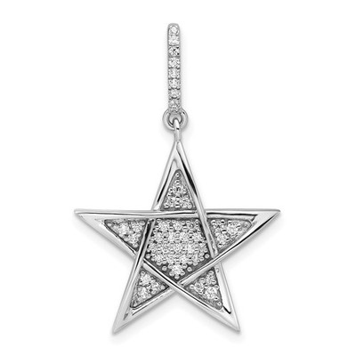 14k Weißgold poliert 1/4 Karat Diamant Stern Anhänger