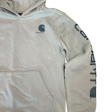 Carhartt Youth Relaxed Fit Hoodie Pullover Light Green Size L 12-14 Logo on Arm