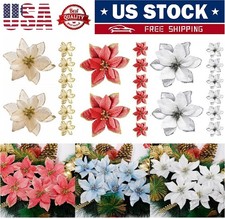 20  Christmas Tree Ornaments Glitter 5" Hanging Flowers Wreath DIY Decor 4 Color