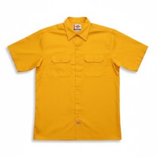 dickies mens yellow gold 1574 twill button down uniform work shirt sizes xl-5x
