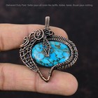 Copper Natural Copper Blue Turquoise Wife December Wire Wrapped Pendant Jewelry