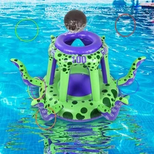 Large Octopus Pool Toys 2-in-1 Floating Pool Basketball Hoop Games with Ball ...
