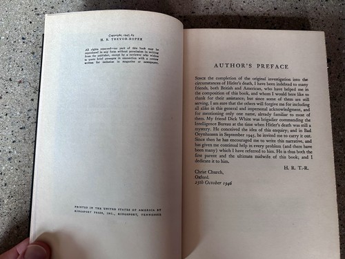 The Last Days of Hitler First Printing by H R Trevor Roper HC Book 1947 EX COND - Picture 7 of 12
