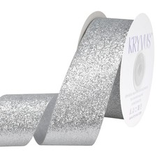 Silver Glitter Ribbon 1-1/2 Inch x 25 Yards Cut Edge Christmas Crafts Wrapping